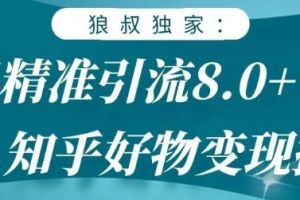 狼叔知乎精准引流8.0，知乎好物变现技术，轻松月赚3W+