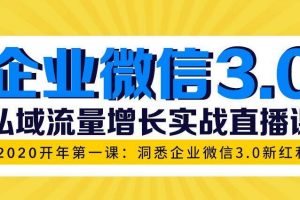 企业微信3.0，私域流量增长实战直播课：洞悉企业微信3.0新红利