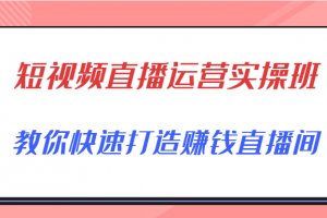 短视频直播运营实操班，直播带货精细化运营实操，教你快速打造赚钱直播间