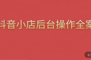 颖儿爱慕·抖店后台操作全案，对抖店各个模块有清楚的认知以及正确操作方法