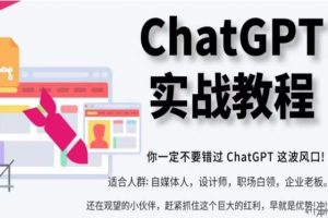 ChatGPT实战教程，带你从小白成为ChatGPT专家，未来淘汰你的不一定是GPT，但一定是会使用GPT的人