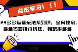 2023拼多多运营玩法系列课，全网独家，​最全15套技术玩法，畅玩拼多多