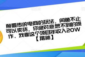 颠覆传统电商的玩法，闲鱼不止可以卖货，你绝对意想不到的操作。我靠这个项目年收入20W【揭秘】