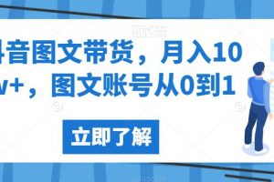 抖音图文带货，月入10w+，图文账号从0到1【揭秘】