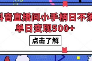 抖音直播间小手柄日不落单日变现500+【揭秘】