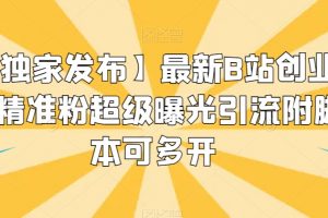 【独家发布】最新B站创业粉精准粉超级曝光引流附脚本可多开【揭秘】