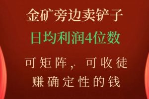 金矿旁边卖铲子，赚确定性的钱，可矩阵，可收徒，日均利润4位数【揭秘】